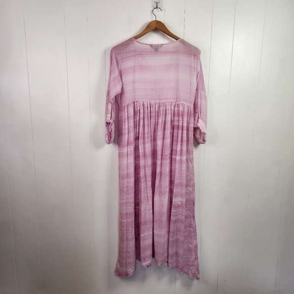 April Cornell Pink Sheer Maxi Dress Cotton Nightgown Cottagecore Whimsy Size XS - Picture 3 of 8